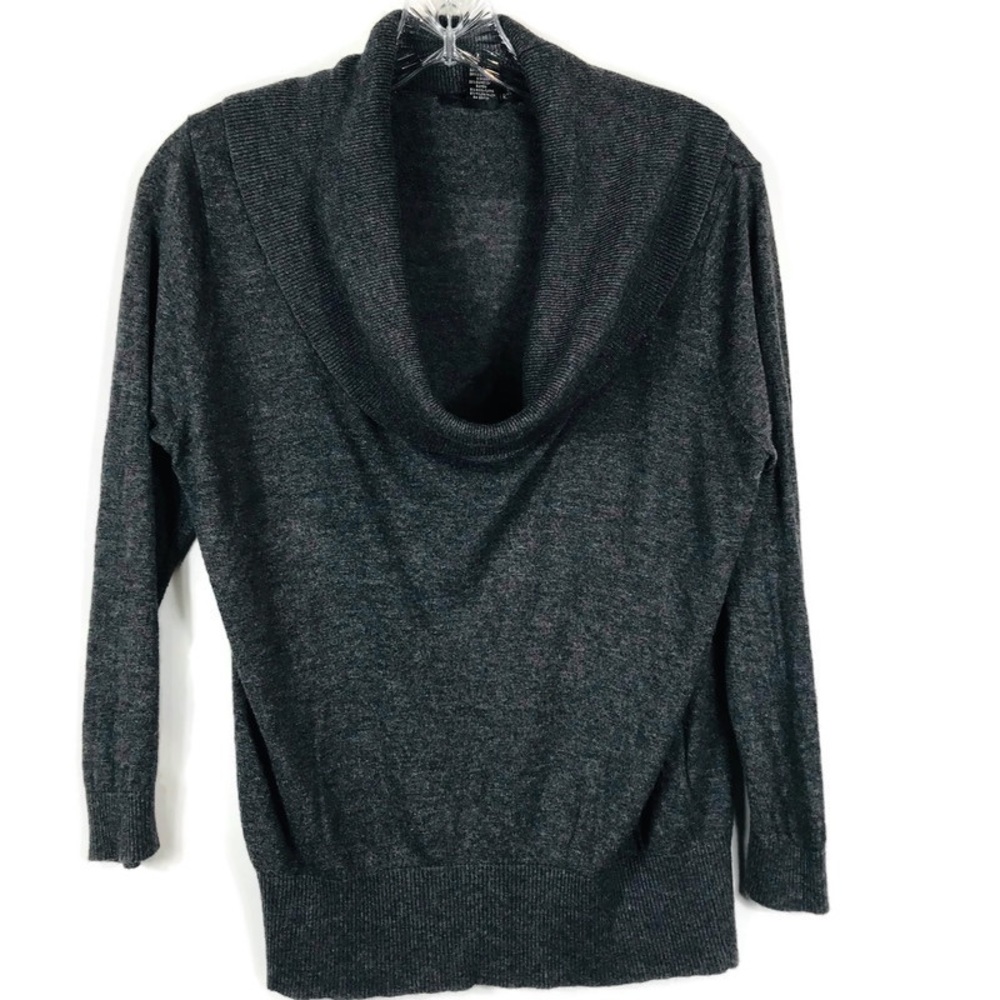 ugust Silk Cowl Neck Sweater Silk Bamboo Wool blend Womens size Large Charcoal